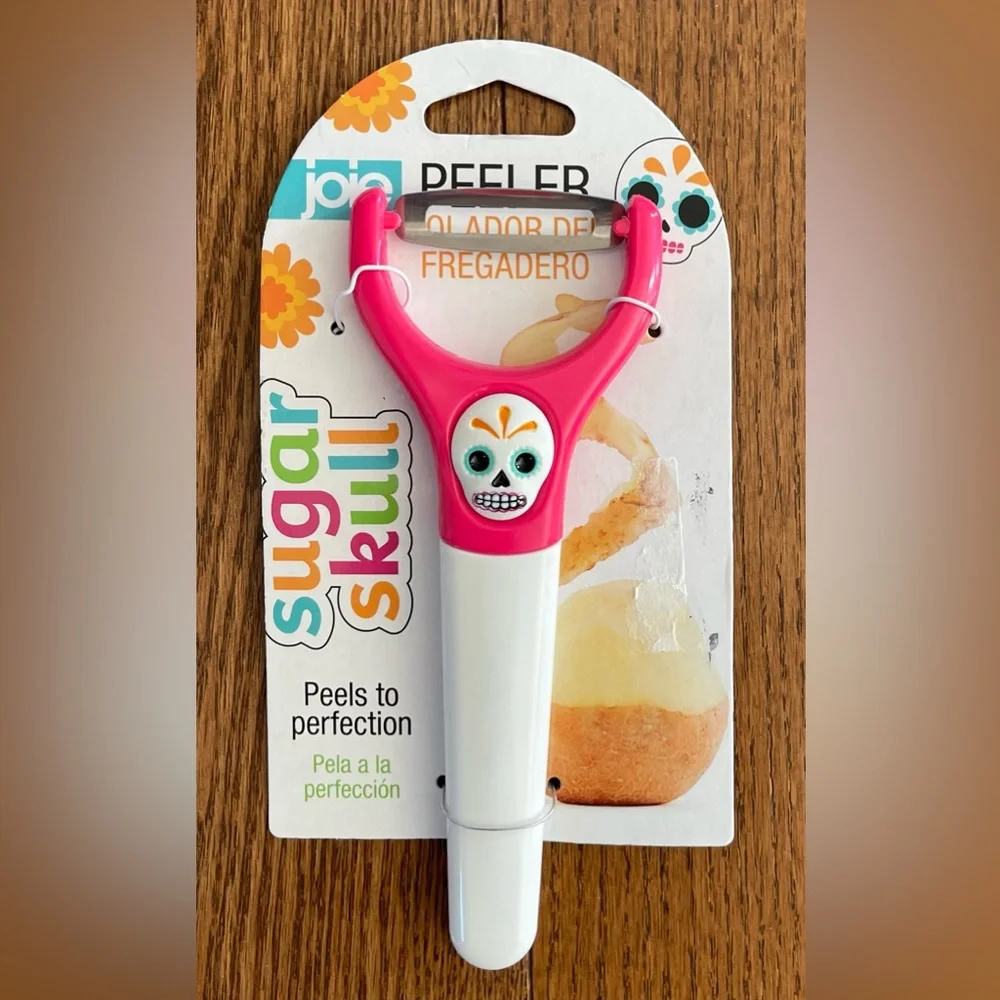 Joie Sugar Skull Day of the Dead Pink Stainless Steel Blade Vegetable Peeler NEW